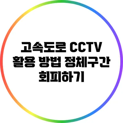 고속도로 CCTV 활용 방법: 정체구간 회피하기