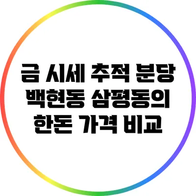 금 시세 추적: 분당 백현동 삼평동의 한돈 가격 비교