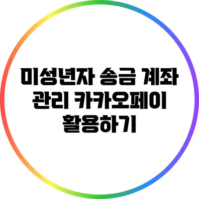 미성년자 송금 계좌 관리: 카카오페이 활용하기