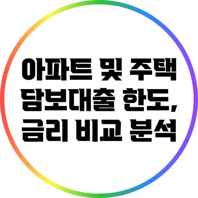 아파트 및 주택 담보대출 한도, 금리 비교 분석