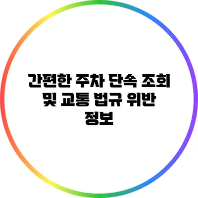 간편한 주차 단속 조회 및 교통 법규 위반 정보