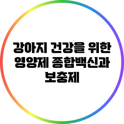 강아지 건강을 위한 영양제: 종합백신과 보충제