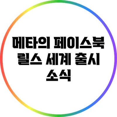 메타의 페이스북 릴스 세계 출시 소식