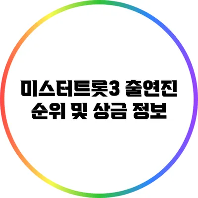 미스터트롯3 출연진 순위 및 상금 정보