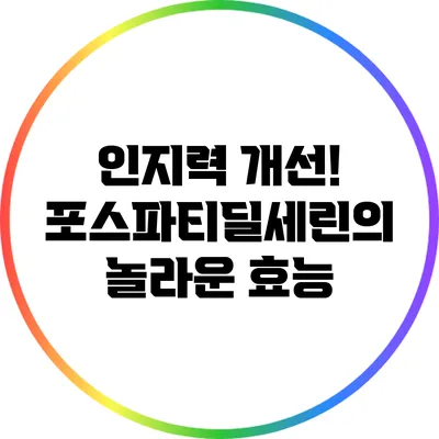 인지력 개선! 포스파티딜세린의 놀라운 효능