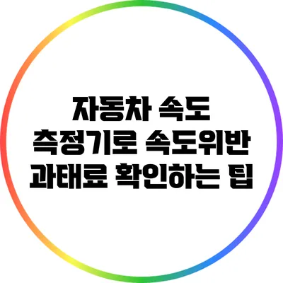 자동차 속도 측정기로 속도위반 과태료 확인하는 팁