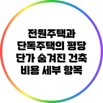 전원주택과 단독주택의 평당 단가: 숨겨진 건축 비용 세부 항목