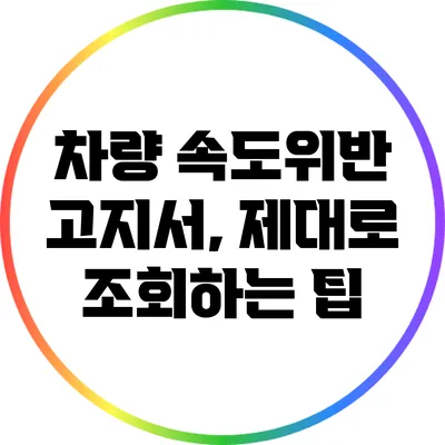 차량 속도위반 고지서, 제대로 조회하는 팁