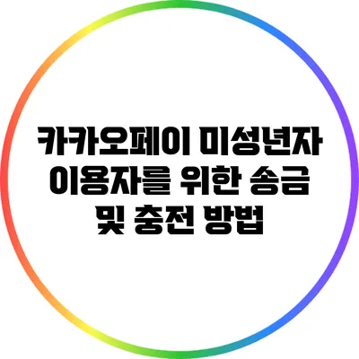카카오페이 미성년자 이용자를 위한 송금 및 충전 방법
