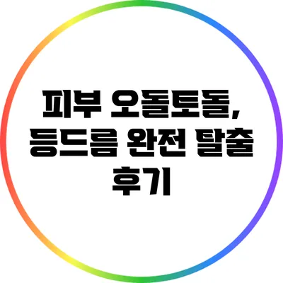 피부 오돌토돌, 등드름 완전 탈출 후기