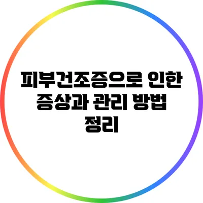 피부건조증으로 인한 증상과 관리 방법 정리