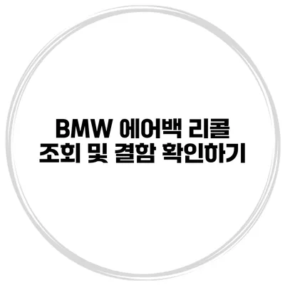 BMW 에어백 리콜 조회 및 결함 확인하기