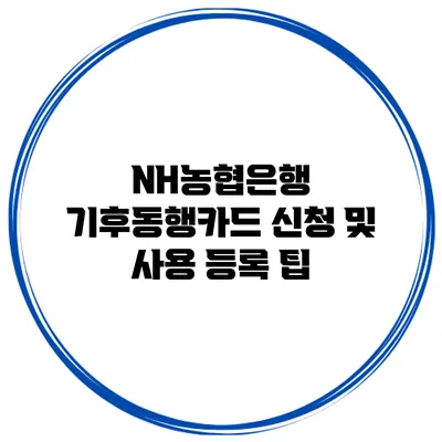 NH농협은행 기후동행카드 신청 및 사용 등록 팁