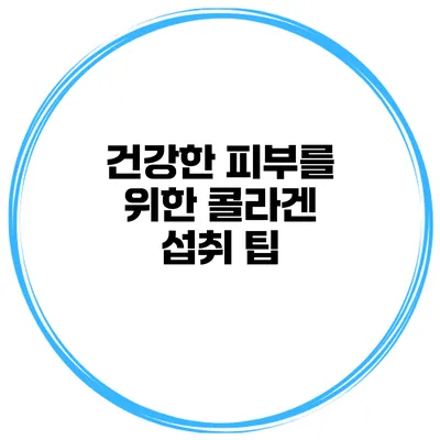 건강한 피부를 위한 콜라겐 섭취 팁