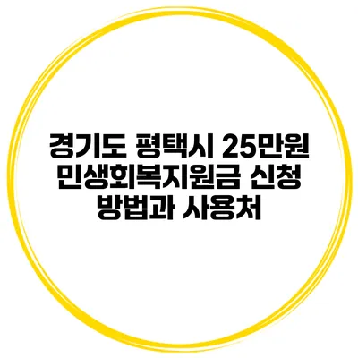 경기도 평택시 25만원 민생회복지원금 신청 방법과 사용처