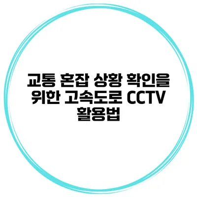 교통 혼잡 상황 확인을 위한 고속도로 CCTV 활용법