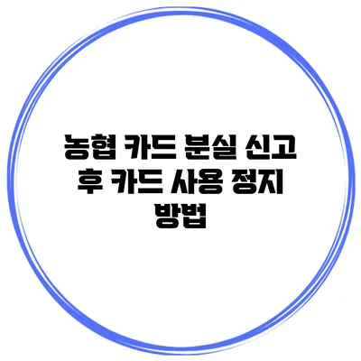 농협 카드 분실 신고 후 카드 사용 정지 방법