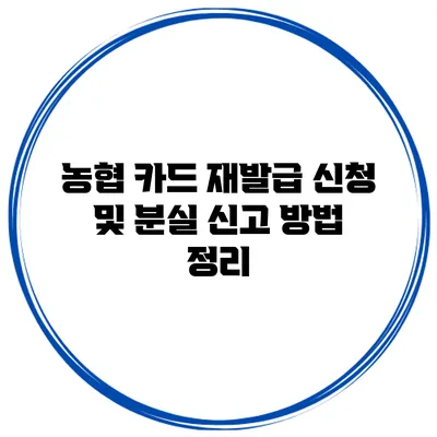 농협 카드 재발급 신청 및 분실 신고 방법 정리