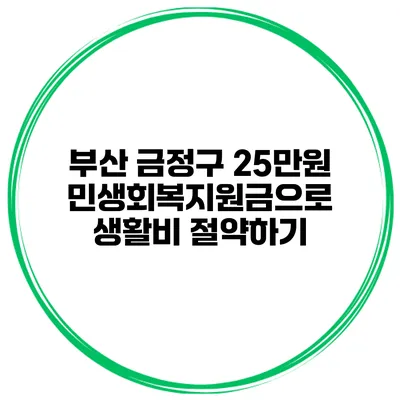 부산 금정구 25만원 민생회복지원금으로 생활비 절약하기