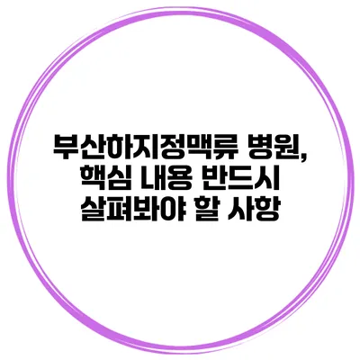 부산하지정맥류 병원, 핵심 내용 반드시 살펴봐야 할 사항