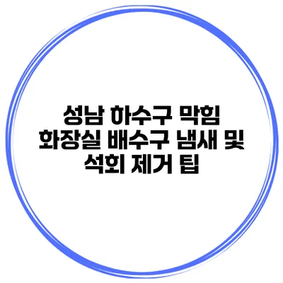 성남 하수구 막힘 화장실 배수구 냄새 및 석회 제거 팁