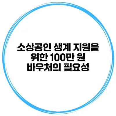 소상공인 생계 지원을 위한 100만 원 바우처의 필요성