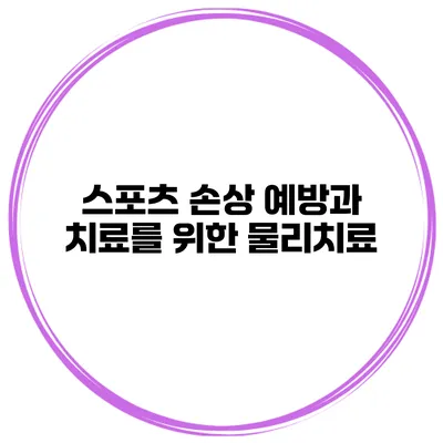 스포츠 손상 예방과 치료를 위한 물리치료