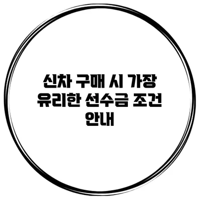 신차 구매 시 가장 유리한 선수금 조건 안내