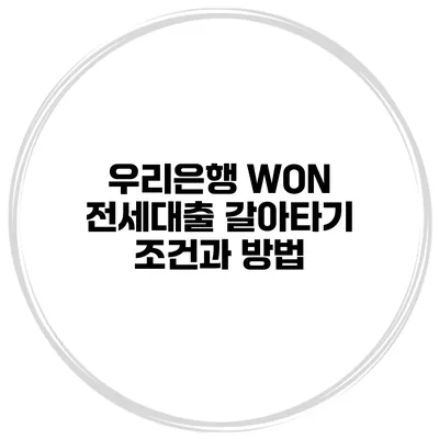 우리은행 WON 전세대출 갈아타기 조건과 방법