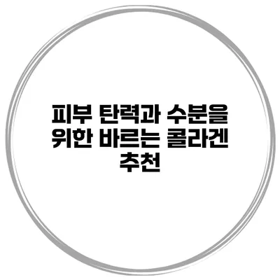 피부 탄력과 수분을 위한 바르는 콜라겐 추천