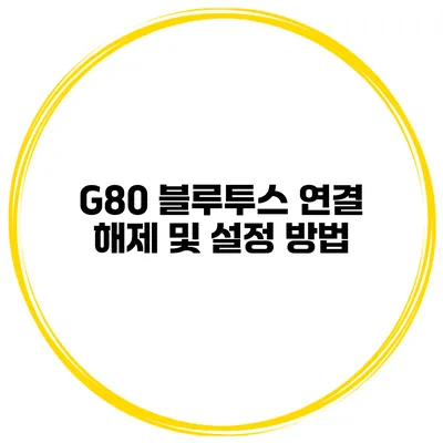G80 블루투스 연결 해제 및 설정 방법