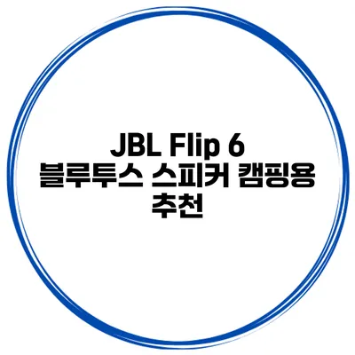 JBL Flip 6 블루투스 스피커 캠핑용 추천