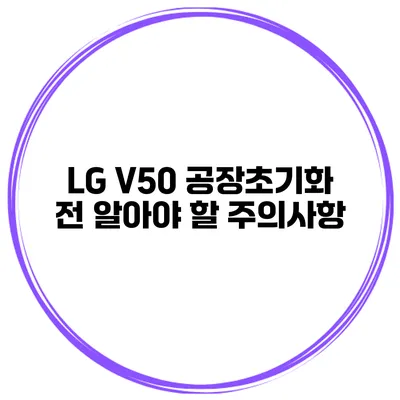 LG V50 공장초기화 전 알아야 할 주의사항