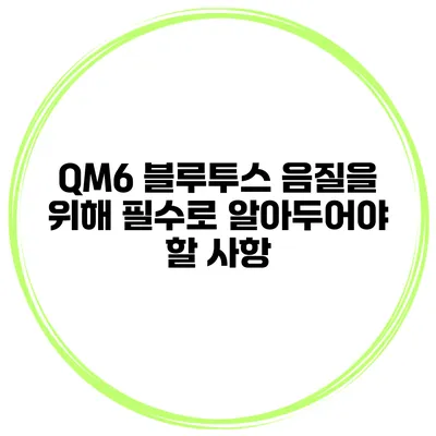 QM6 블루투스 음질을 위해 필수로 알아두어야 할 사항