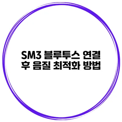 SM3 블루투스 연결 후 음질 최적화 방법