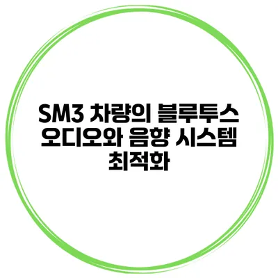 SM3 차량의 블루투스 오디오와 음향 시스템 최적화