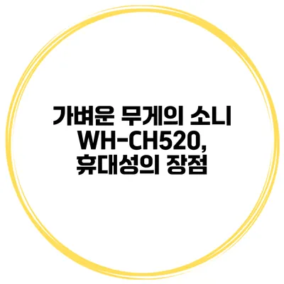 가벼운 무게의 소니 WH-CH520, 휴대성의 장점