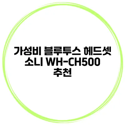 가성비 블루투스 헤드셋 소니 WH-CH500 추천