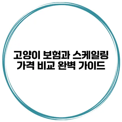 고양이 보험과 스케일링 가격 비교 완벽 가이드