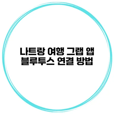 나트랑 여행 그랩 앱 블루투스 연결 방법