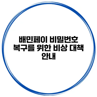 배민페이 비밀번호 복구를 위한 비상 대책 안내