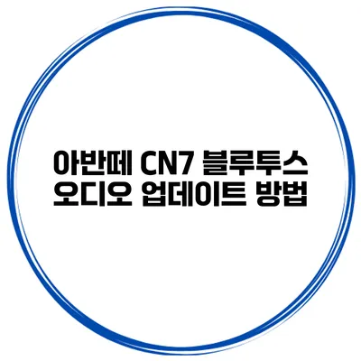 아반떼 CN7 블루투스 오디오 업데이트 방법