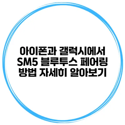 아이폰과 갤럭시에서 SM5 블루투스 페어링 방법 자세히 알아보기