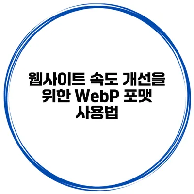 웹사이트 속도 개선을 위한 WebP 포맷 사용법