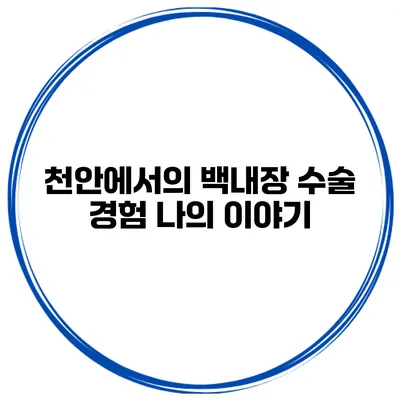 천안에서의 백내장 수술 경험 나의 이야기