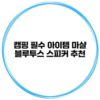 캠핑 필수 아이템 마샬 블루투스 스피커 추천