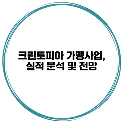 크린토피아 가맹사업, 실적 분석 및 전망