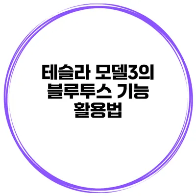 테슬라 모델3의 블루투스 기능 활용법